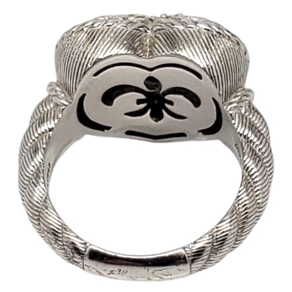 Judith Ripka Sterling Silver and Gold Tone CZ Pave Heart Ring Size 7 #21041 - Picture 3 of 10